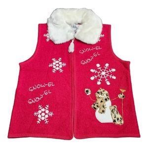 Lisa International Christmas Wool Vest Sweater Size Large
